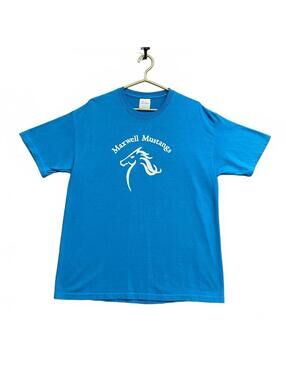 Vintage 90's Maxwell Mustangs Blue Graphic T-Shirt on Hanes Heavyweight Tag L